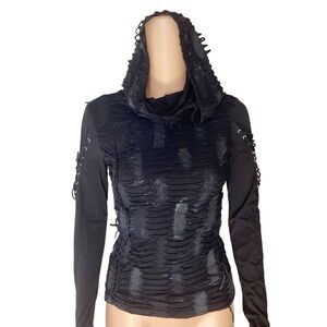 NWT Punk Rave Distressed Lined Fitted Hoodie